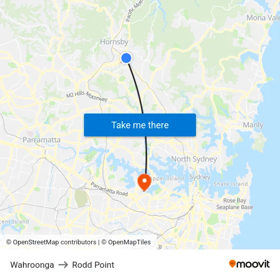 Wahroonga to Rodd Point map