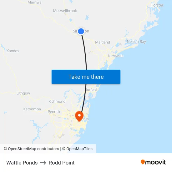 Wattle Ponds to Rodd Point map