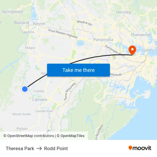 Theresa Park to Rodd Point map