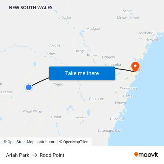 Ariah Park to Rodd Point map