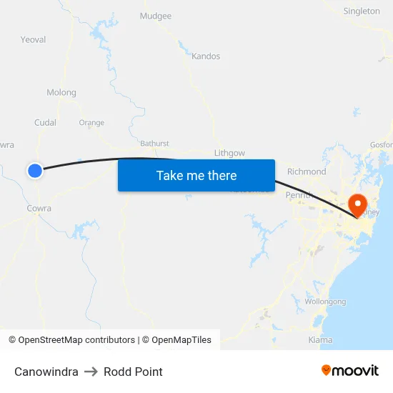 Canowindra to Rodd Point map