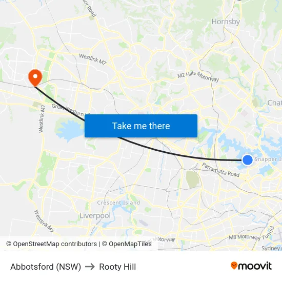 Abbotsford (NSW) to Rooty Hill map