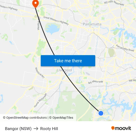 Bangor (NSW) to Rooty Hill map