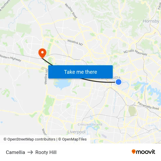 Camellia to Rooty Hill map