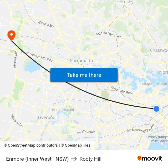 Enmore (Inner West - NSW) to Rooty Hill map
