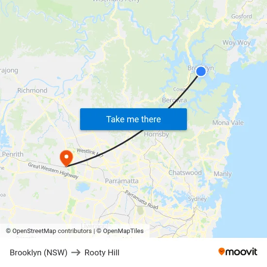 Brooklyn (NSW) to Rooty Hill map