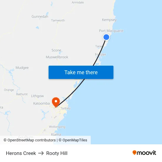 Herons Creek to Rooty Hill map