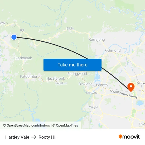 Hartley Vale to Rooty Hill map