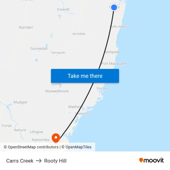Carrs Creek to Rooty Hill map