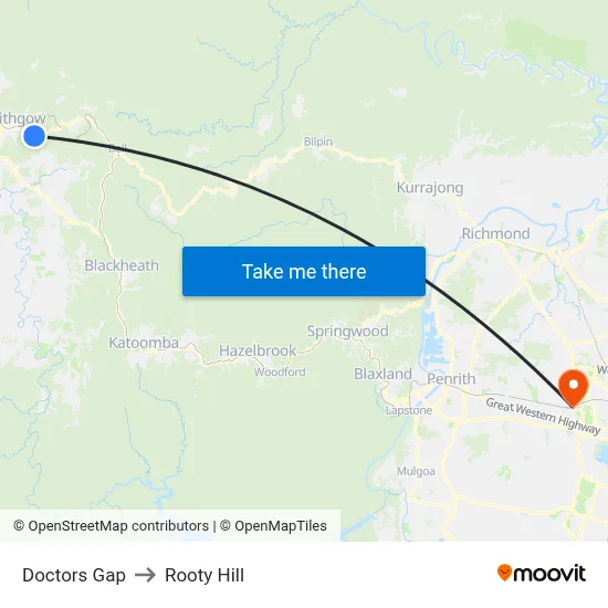 Doctors Gap to Rooty Hill map