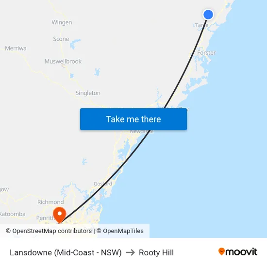 Lansdowne (Mid-Coast - NSW) to Rooty Hill map