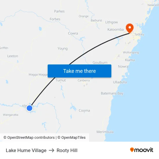 Lake Hume Village to Rooty Hill map