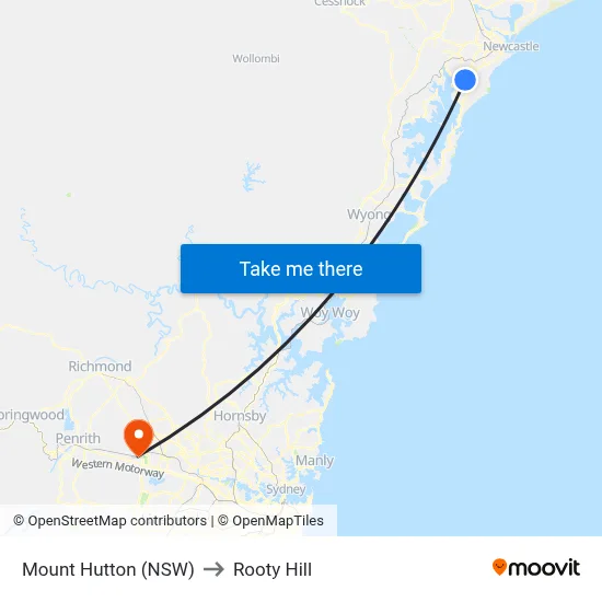 Mount Hutton (NSW) to Rooty Hill map