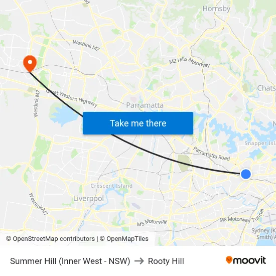 Summer Hill (Inner West - NSW) to Rooty Hill map