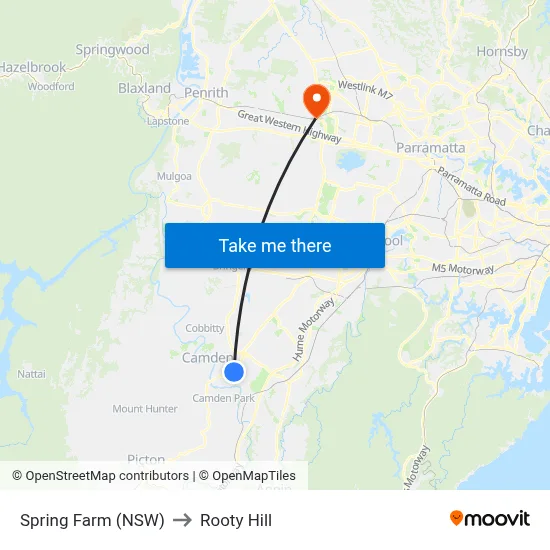 Spring Farm (NSW) to Rooty Hill map