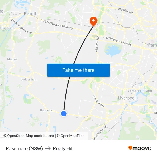 Rossmore (NSW) to Rooty Hill map