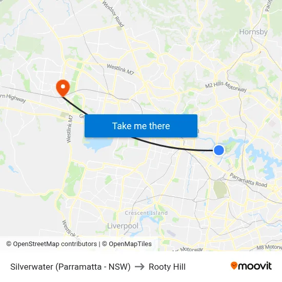 Silverwater (Parramatta - NSW) to Rooty Hill map