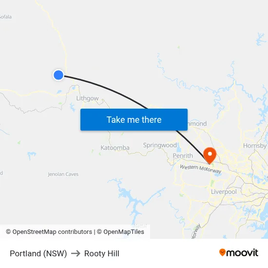 Portland (NSW) to Rooty Hill map