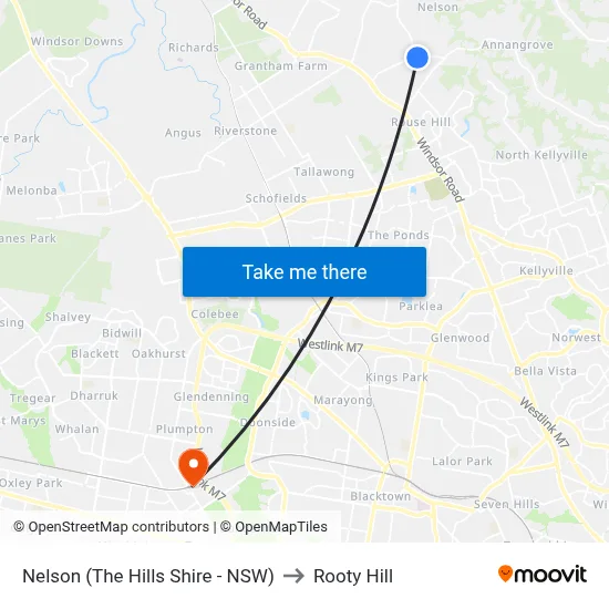 Nelson (The Hills Shire - NSW) to Rooty Hill map