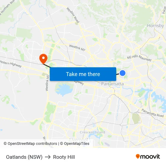 Oatlands (NSW) to Rooty Hill map