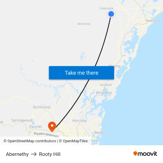 Abernethy to Rooty Hill map