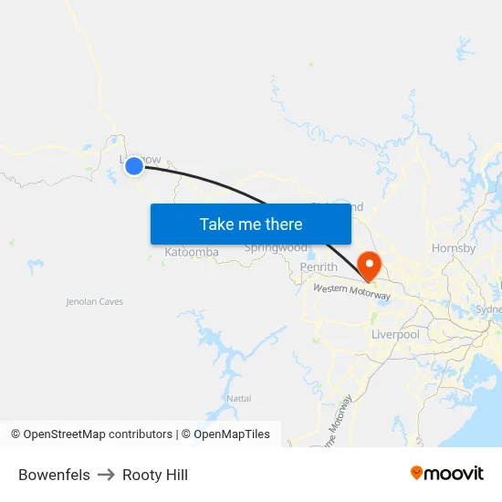 Bowenfels to Rooty Hill map
