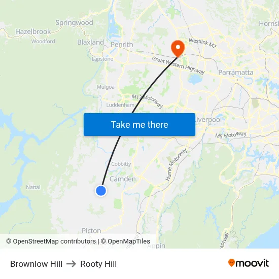 Brownlow Hill to Rooty Hill map
