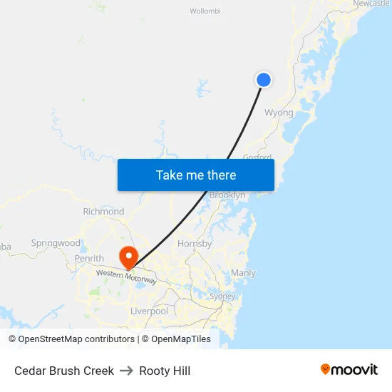 Cedar Brush Creek to Rooty Hill map