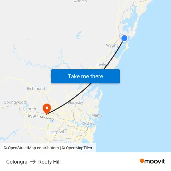 Colongra to Rooty Hill map