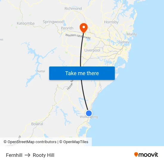 Fernhill to Rooty Hill map