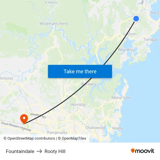 Fountaindale to Rooty Hill map