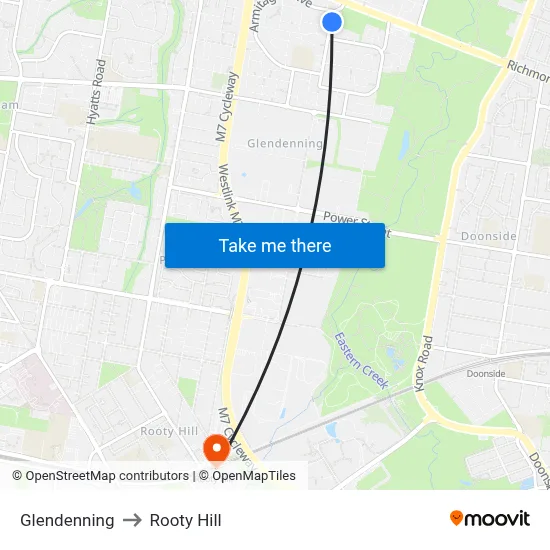 Glendenning to Rooty Hill map