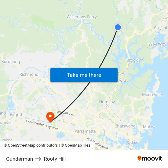 Gunderman to Rooty Hill map