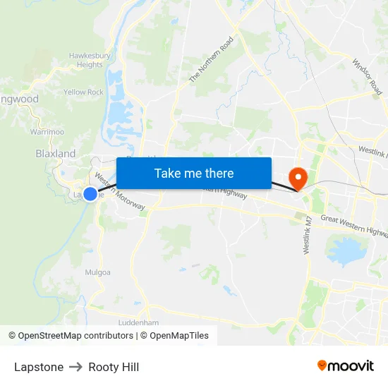 Lapstone to Rooty Hill map