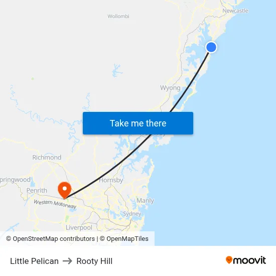 Little Pelican to Rooty Hill map