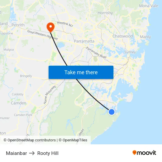 Maianbar to Rooty Hill map