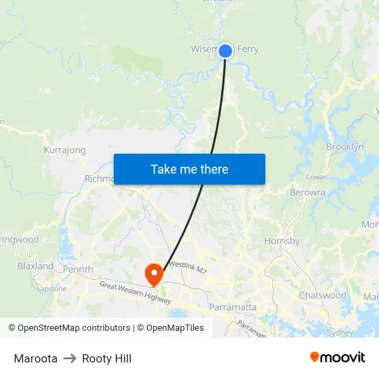 Maroota to Rooty Hill map
