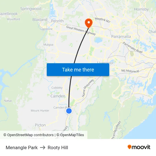 Menangle Park to Rooty Hill map