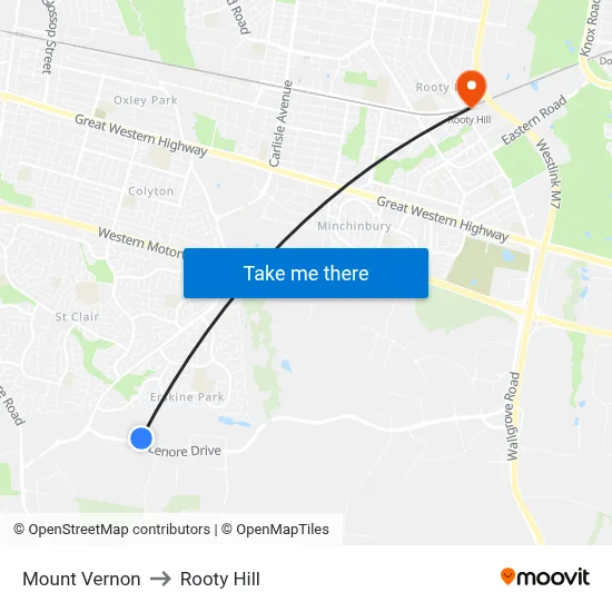 Mount Vernon to Rooty Hill map