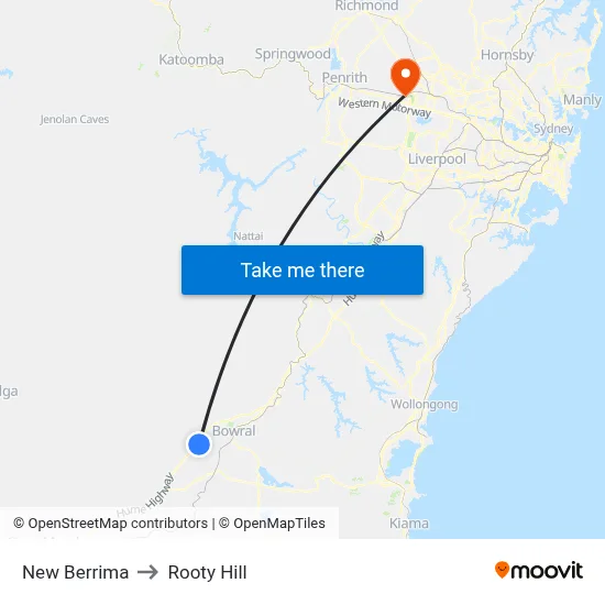 New Berrima to Rooty Hill map