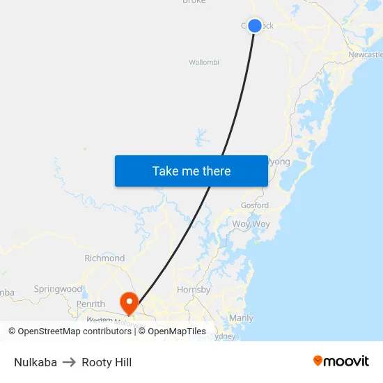 Nulkaba to Rooty Hill map