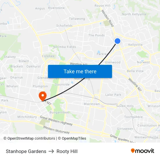 Stanhope Gardens to Rooty Hill map