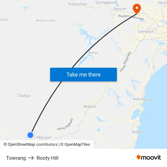 Towrang to Rooty Hill map