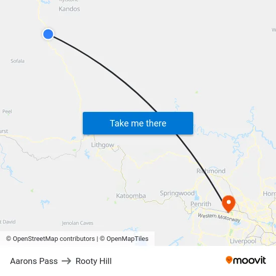 Aarons Pass to Rooty Hill map