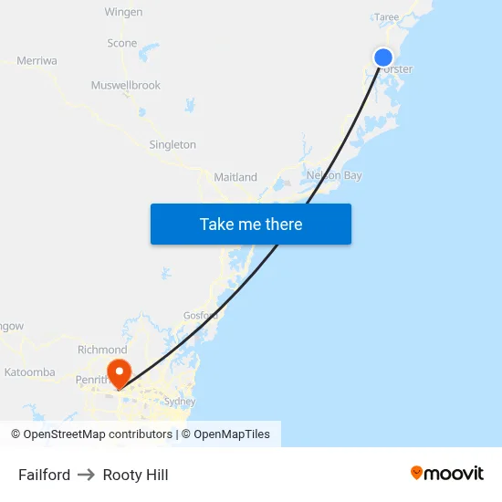 Failford to Rooty Hill map