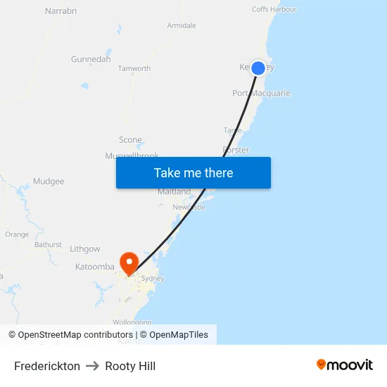 Frederickton to Rooty Hill map