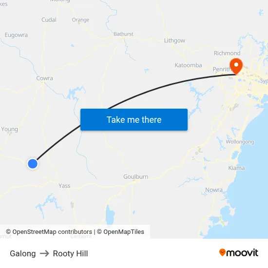 Galong to Rooty Hill map