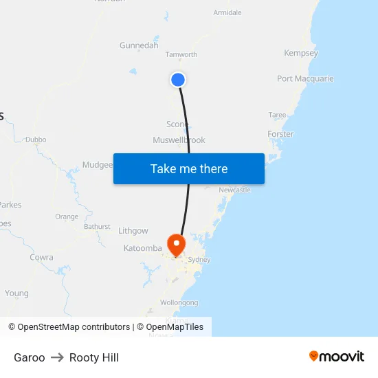 Garoo to Rooty Hill map