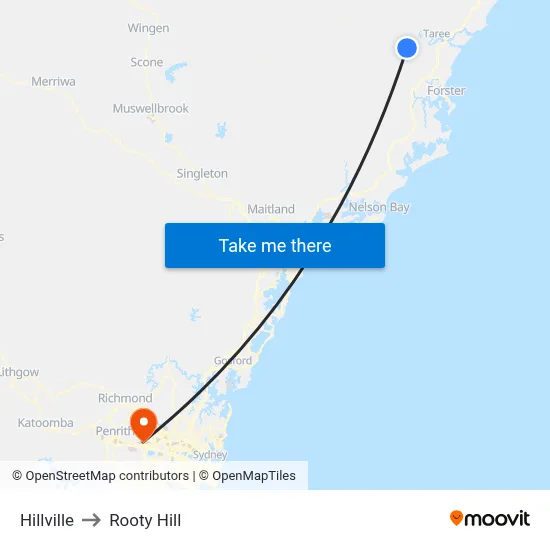 Hillville to Rooty Hill map