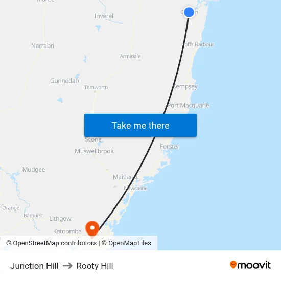 Junction Hill to Rooty Hill map
